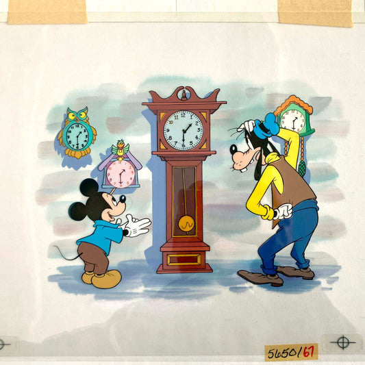 Mickey and Goofy : Original Cel and Hand-Painted background from Disney Discovery Series (Walt Disney, 1987). For sale on FLIP Gallery