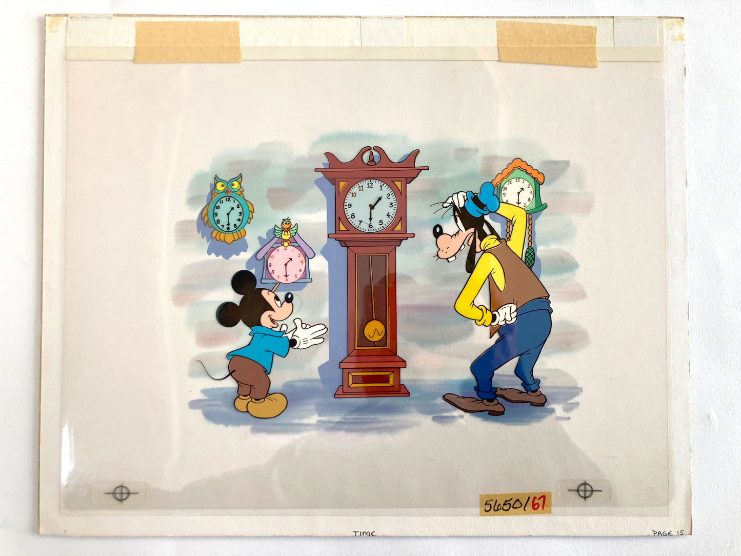 Mickey and Goofy : Original Cel and Hand-Painted background from Disney Discovery Series (Walt Disney, 1987). For sale on FLIP Gallery