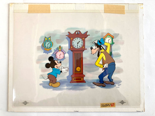 Mickey and Goofy : Original Cel and Hand-Painted background from Disney Discovery Series (Walt Disney, 1987). For sale on FLIP Gallery
