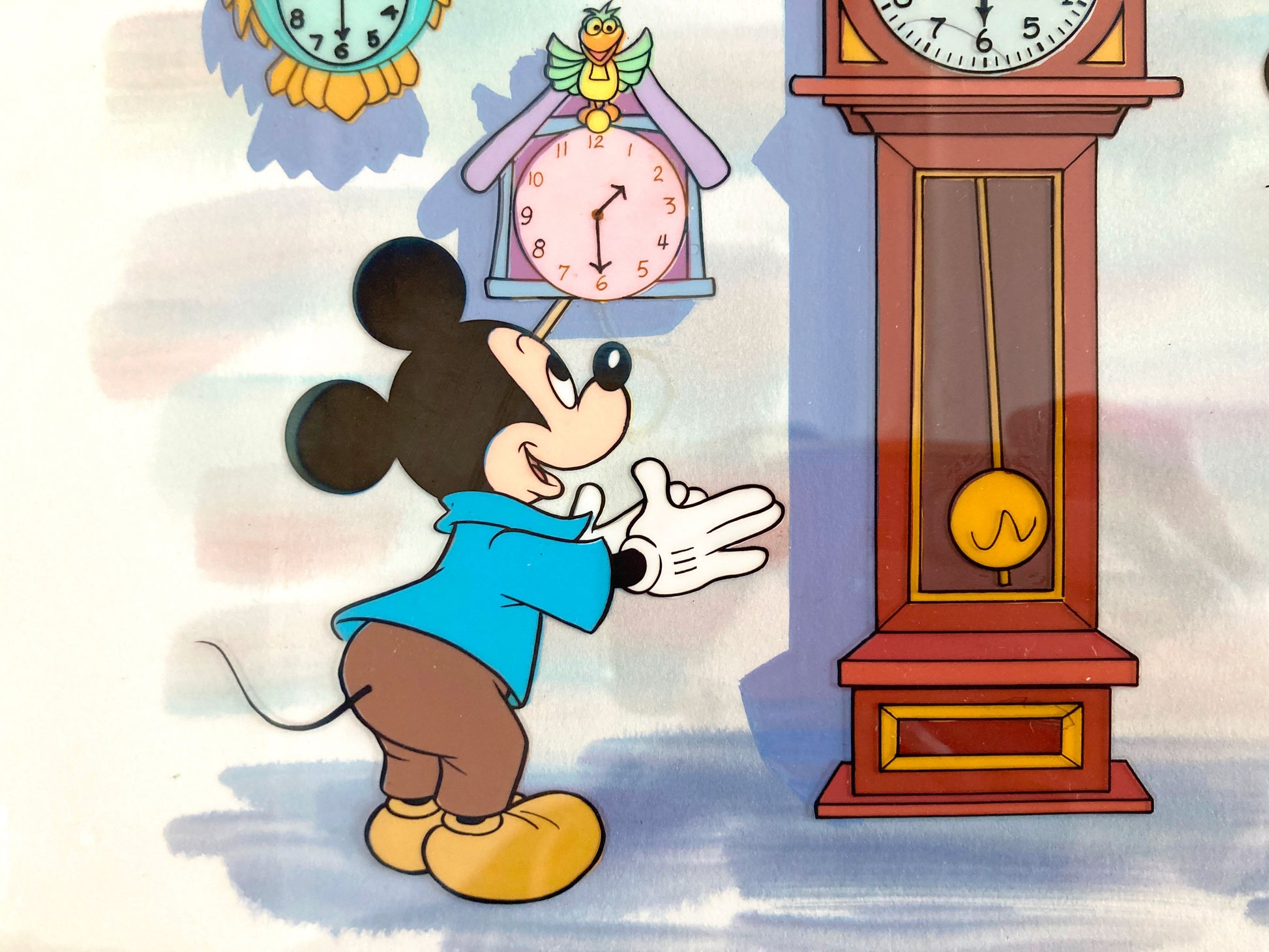 Mickey and Goofy : Original Cel and Hand-Painted background from Disney Discovery Series (Walt Disney, 1987). For sale on FLIP Gallery
