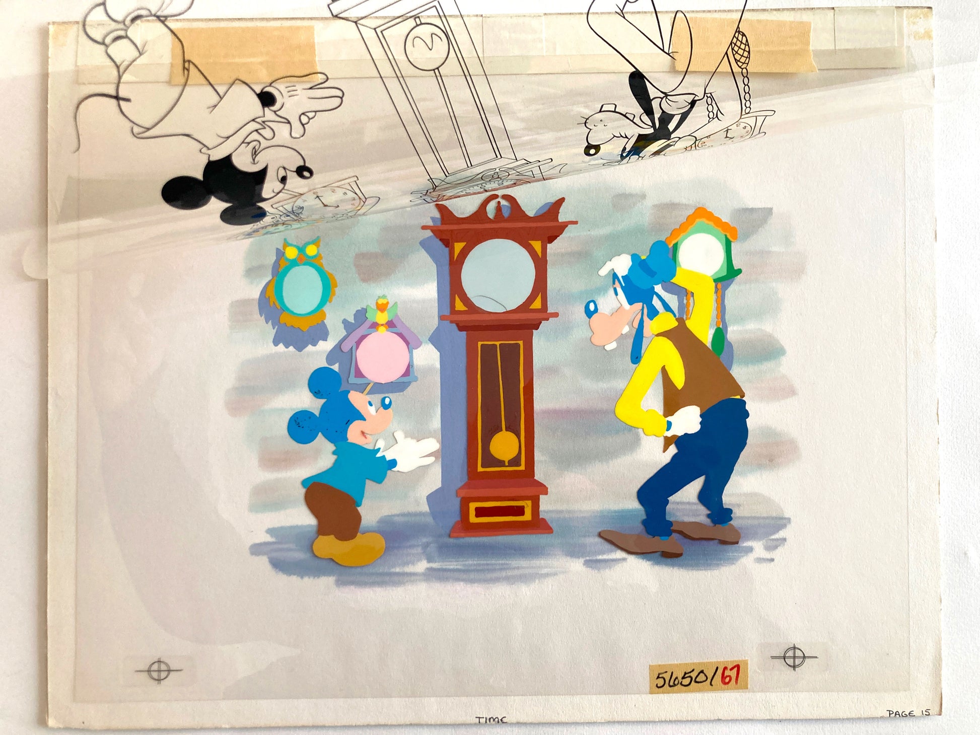Mickey and Goofy : Original Cel and Hand-Painted background from Disney Discovery Series (Walt Disney, 1987). For sale on FLIP Gallery