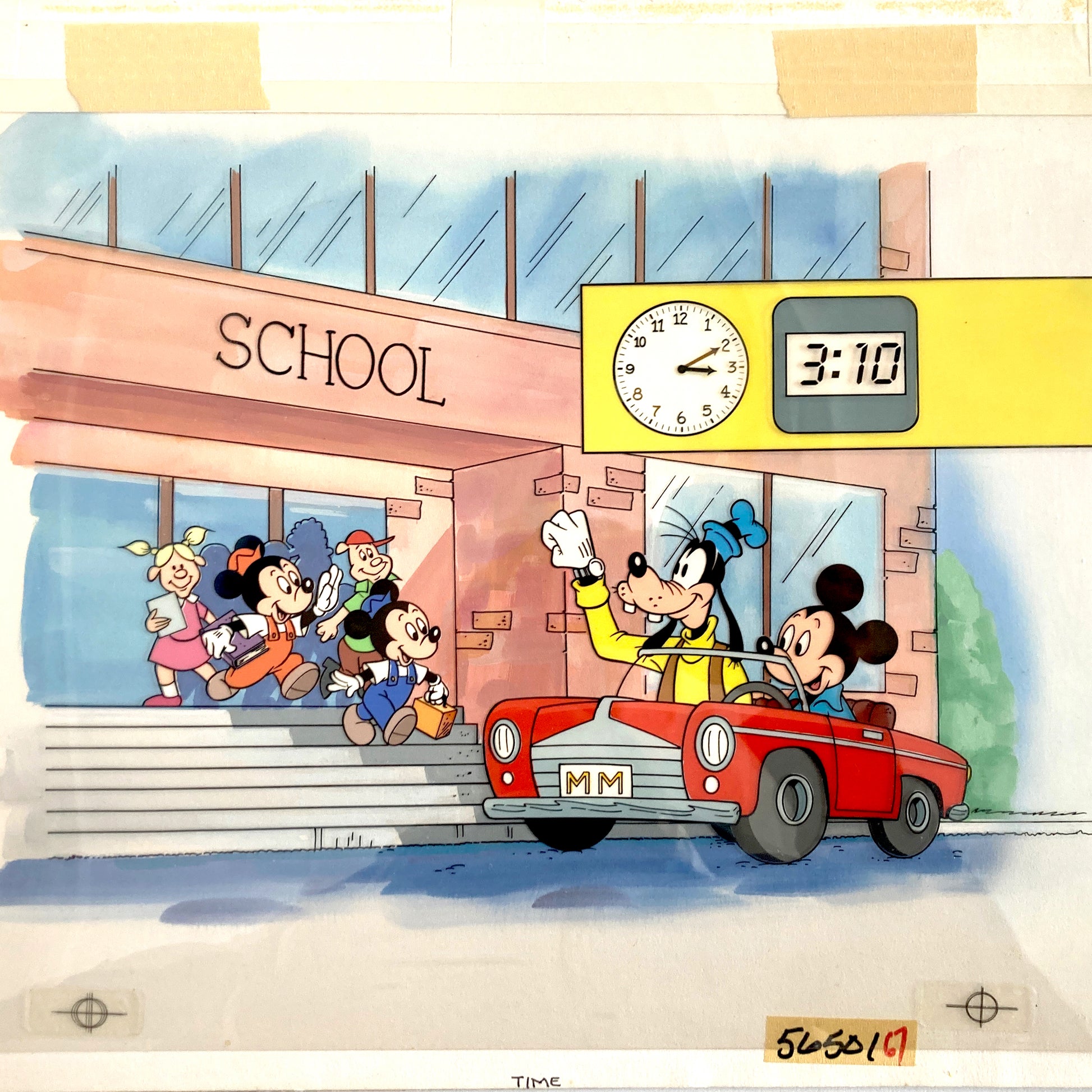 Mickey and Goofy : Original Cel and Hand-Painted background from Disney Discovery Series (Walt Disney, 1987). For sale on FLIP Gallery