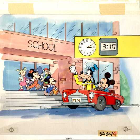 Mickey and Goofy : Original Cel and Hand-Painted background from Disney Discovery Series (Walt Disney, 1987). For sale on FLIP Gallery