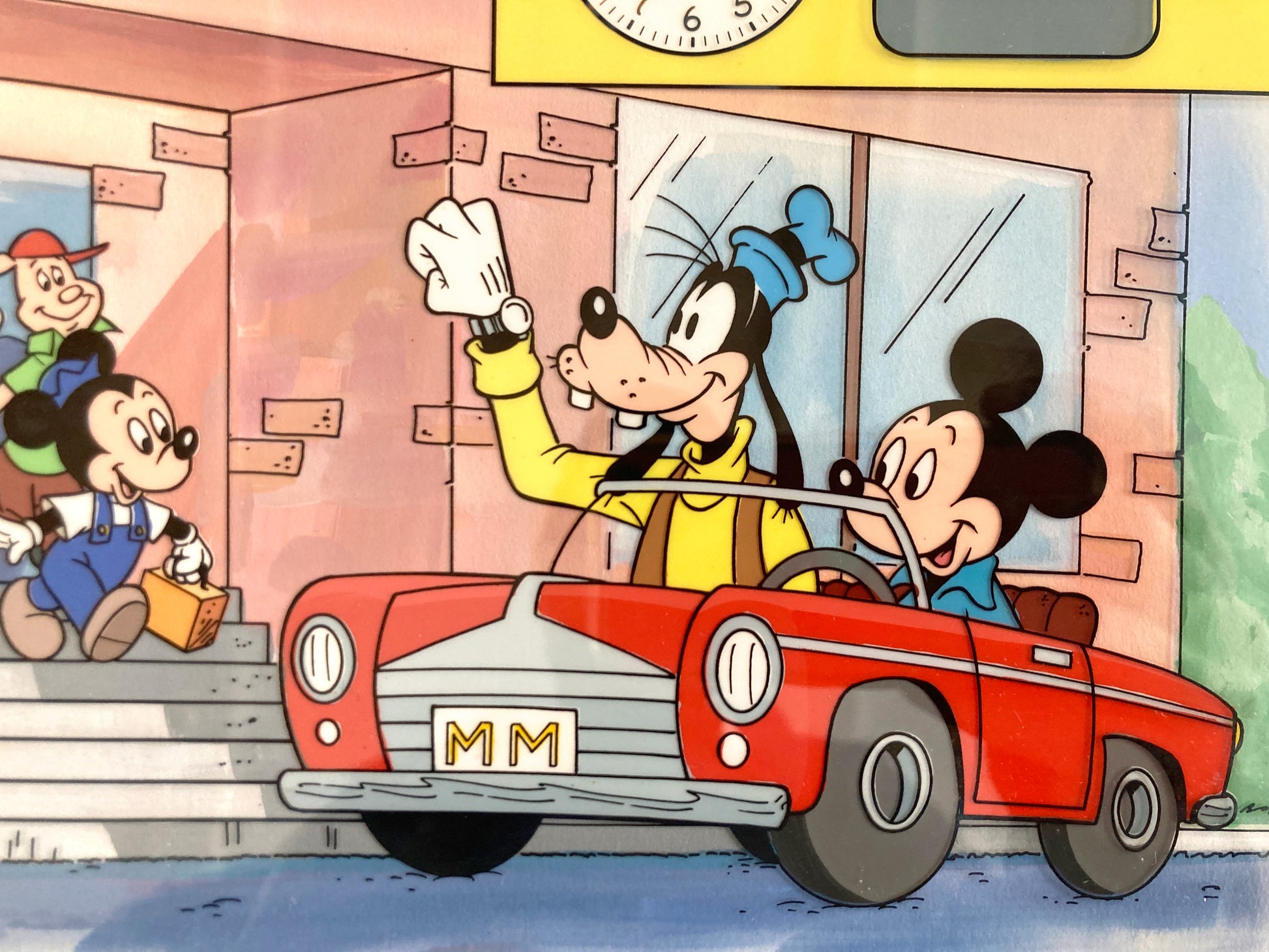 Mickey and Goofy : Original Cel and Hand-Painted background from Disney Discovery Series (Walt Disney, 1987). For sale on FLIP Gallery
