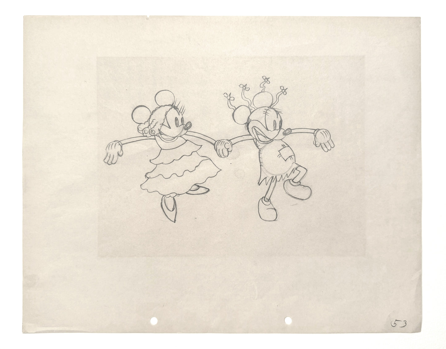 Mickey's Mellerdrammer : Mickey Mouse and Minnie Mouse Original Animation Production Drawing (Walt Disney, 1933). For sale on FLIP Gallery