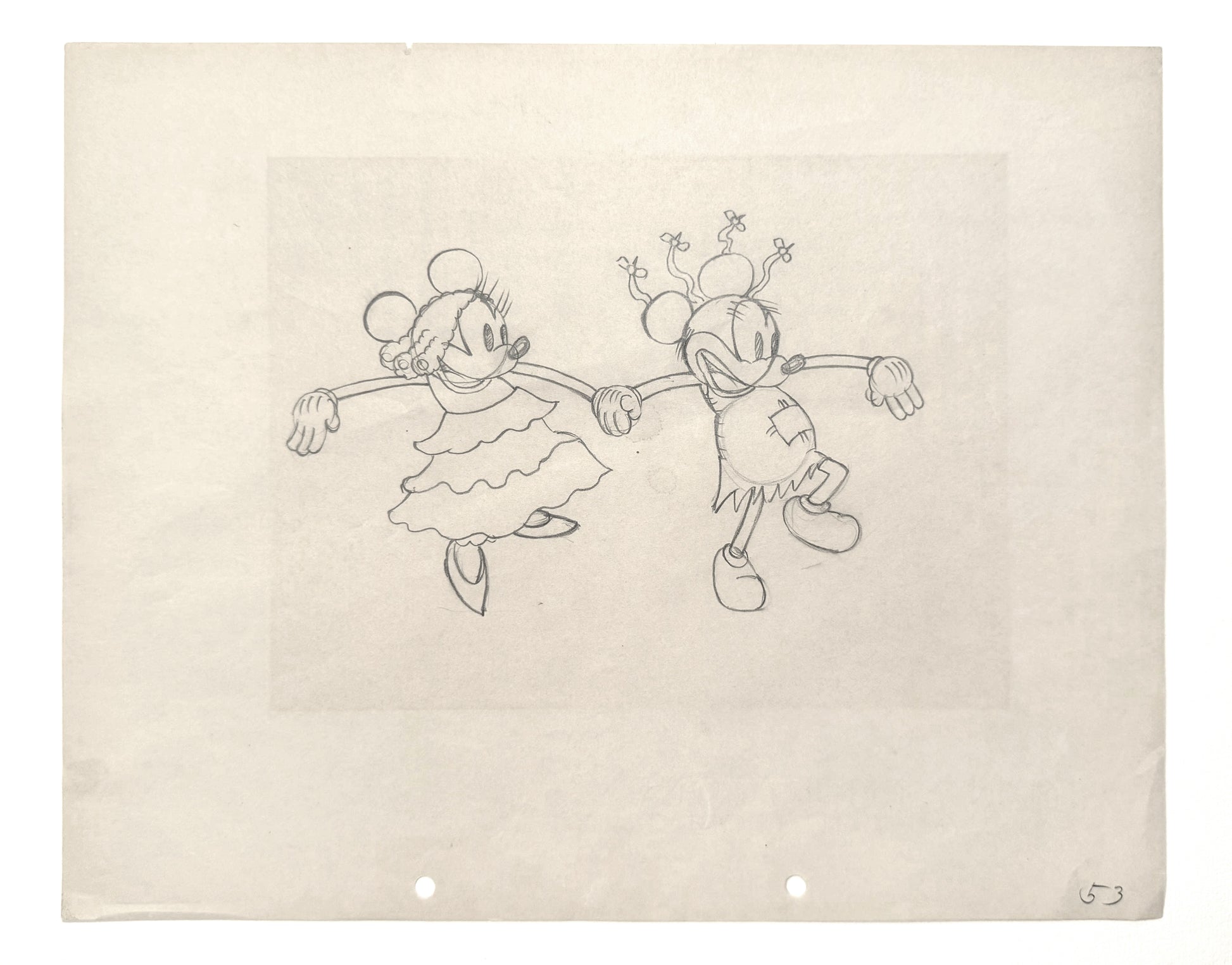 Mickey's Mellerdrammer : Mickey Mouse and Minnie Mouse Original Animation Production Drawing (Walt Disney, 1933). For sale on FLIP Gallery