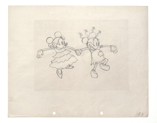 Mickey's Mellerdrammer : Mickey Mouse and Minnie Mouse Original Animation Production Drawing (Walt Disney, 1933). For sale on FLIP Gallery