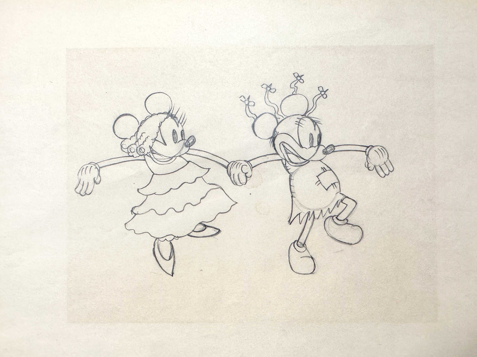 Mickey's Mellerdrammer : Mickey Mouse and Minnie Mouse Original Animation Production Drawing (Walt Disney, 1933). For sale on FLIP Gallery