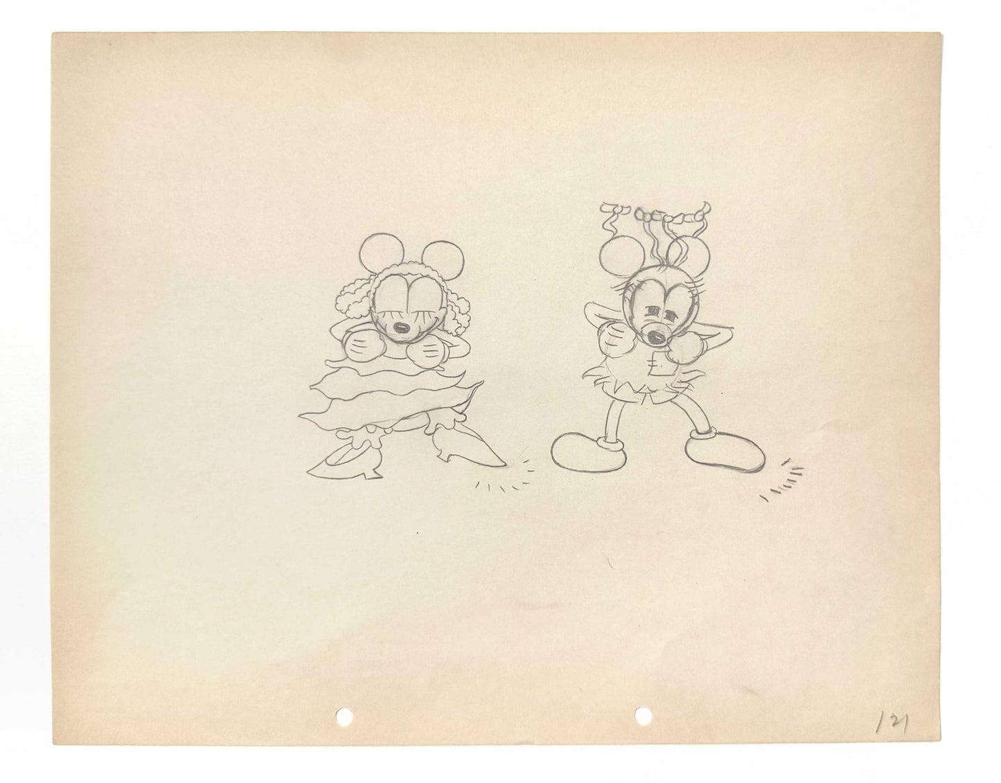 Mickey's Mellerdrammer - Mickey Mouse and Minnie Mouse Original Animation Drawing (Walt Disney, 1933). For sale on FLIP Gallery