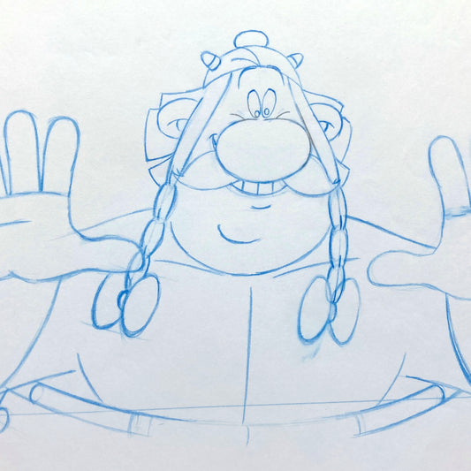 Original Animation Production Drawing of Obelix from Asterix Et Obelix