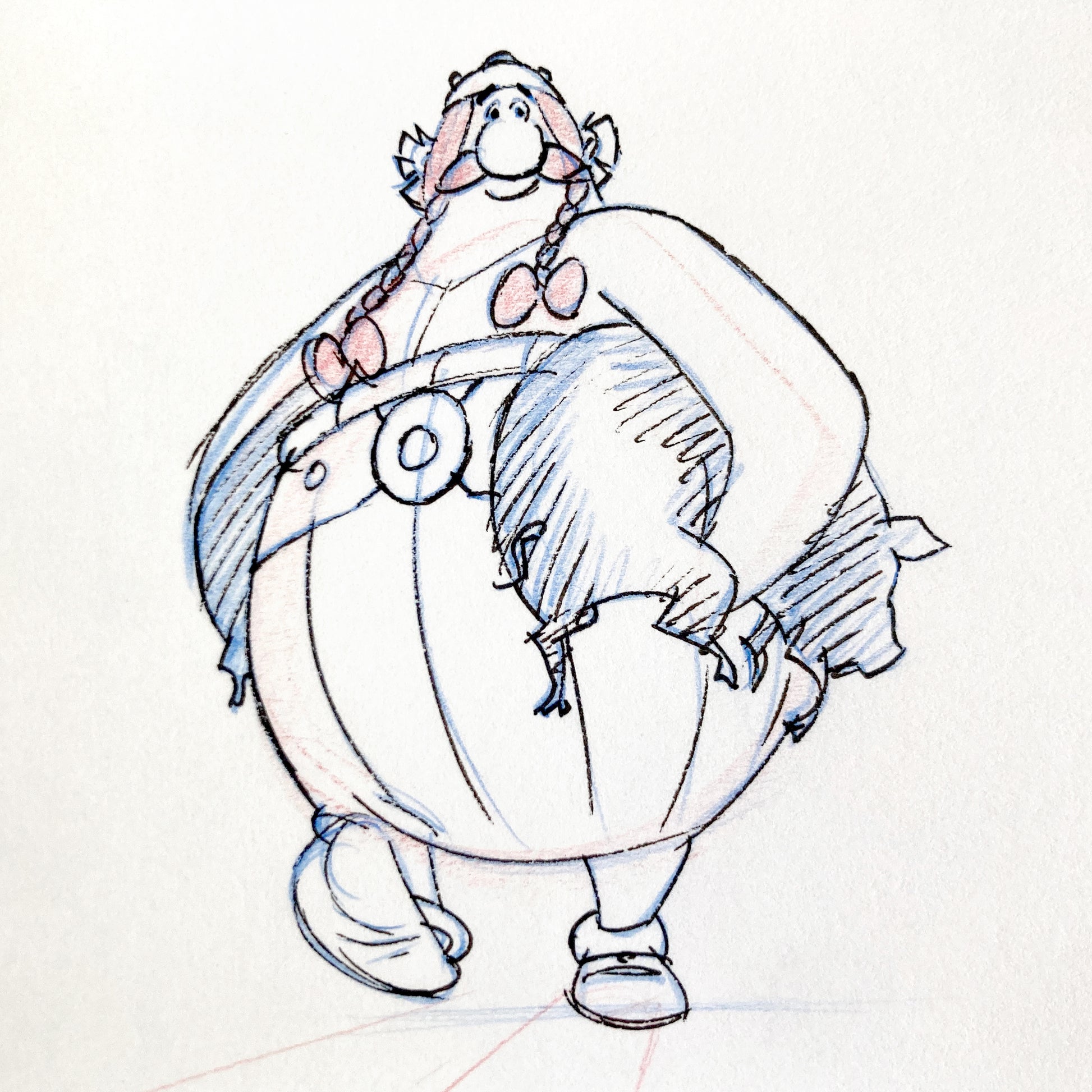 Original Animation Production Art Drawing of Obelix