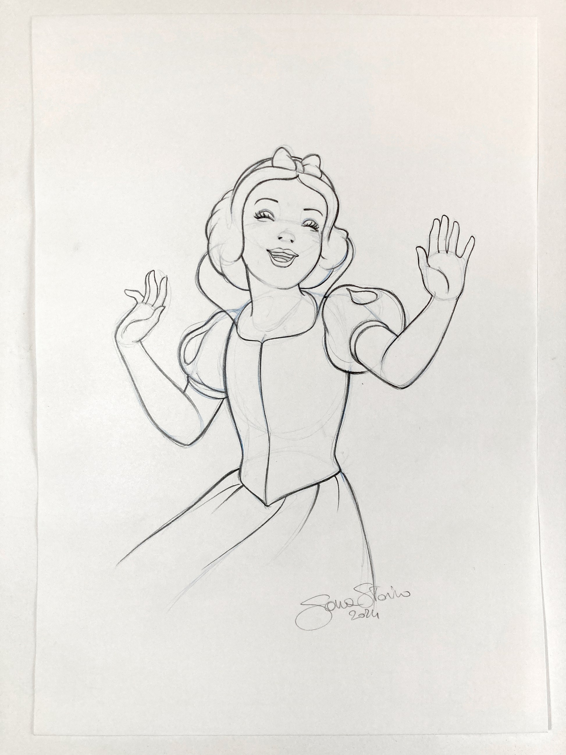Original Snow White Drawing for Disney Magazine – Unique Signed Artwork. For sale on FLIP Gallery
