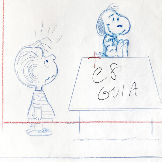 Peanuts The Charlie Brown and Snoopy Show : Linus and Snoopy Original Layout Drawing (Bill Melendez, 1983). For sale on FLIP Gallery