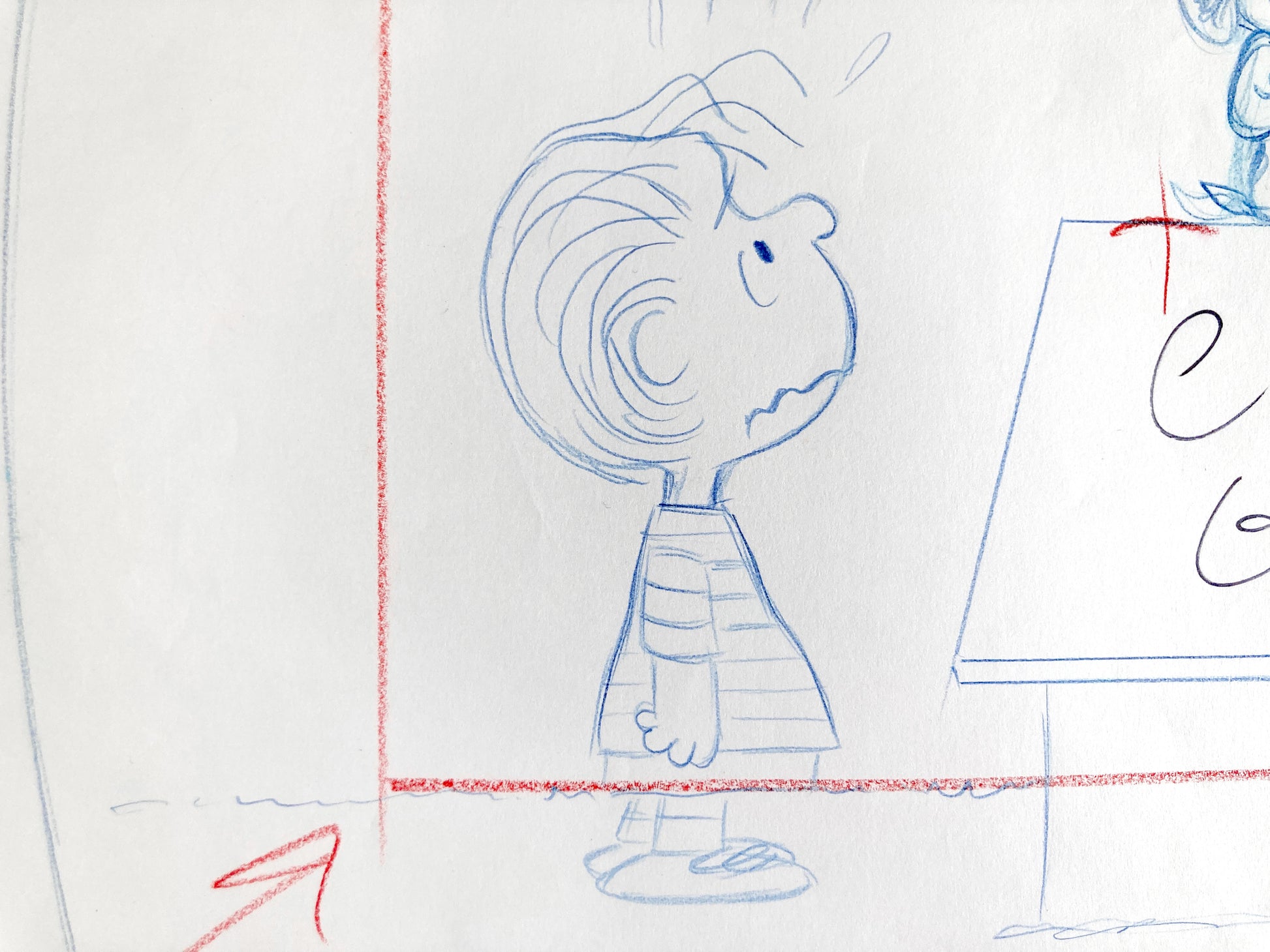 Peanuts The Charlie Brown and Snoopy Show : Linus and Snoopy Original Layout Drawing (Bill Melendez, 1983). For sale on FLIP Gallery