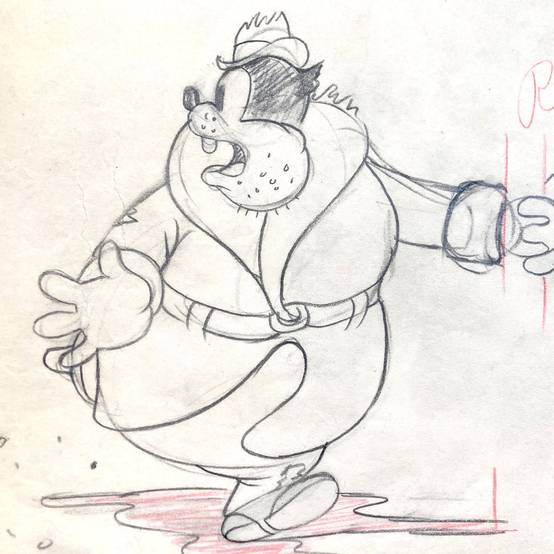 Mickey's Service Station Peg Leg Pete Animation Drawing (Walt Disney, 1935). For sale on FLIP Gallery