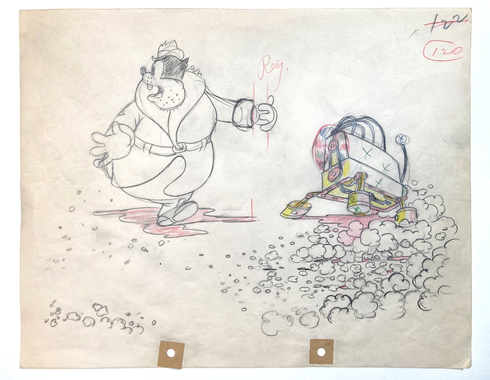 Mickey's Service Station Peg Leg Pete Animation Drawing (Walt Disney, 1935). For sale on FLIP Gallery