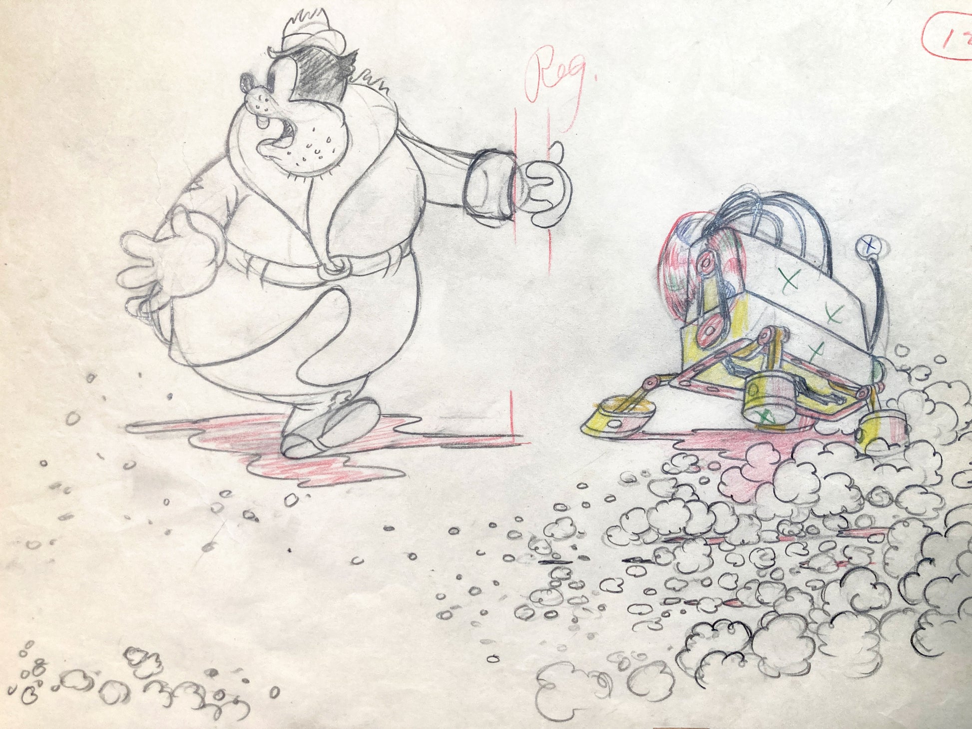 Mickey's Service Station Peg Leg Pete Animation Drawing (Walt Disney, 1935). For sale on FLIP Gallery