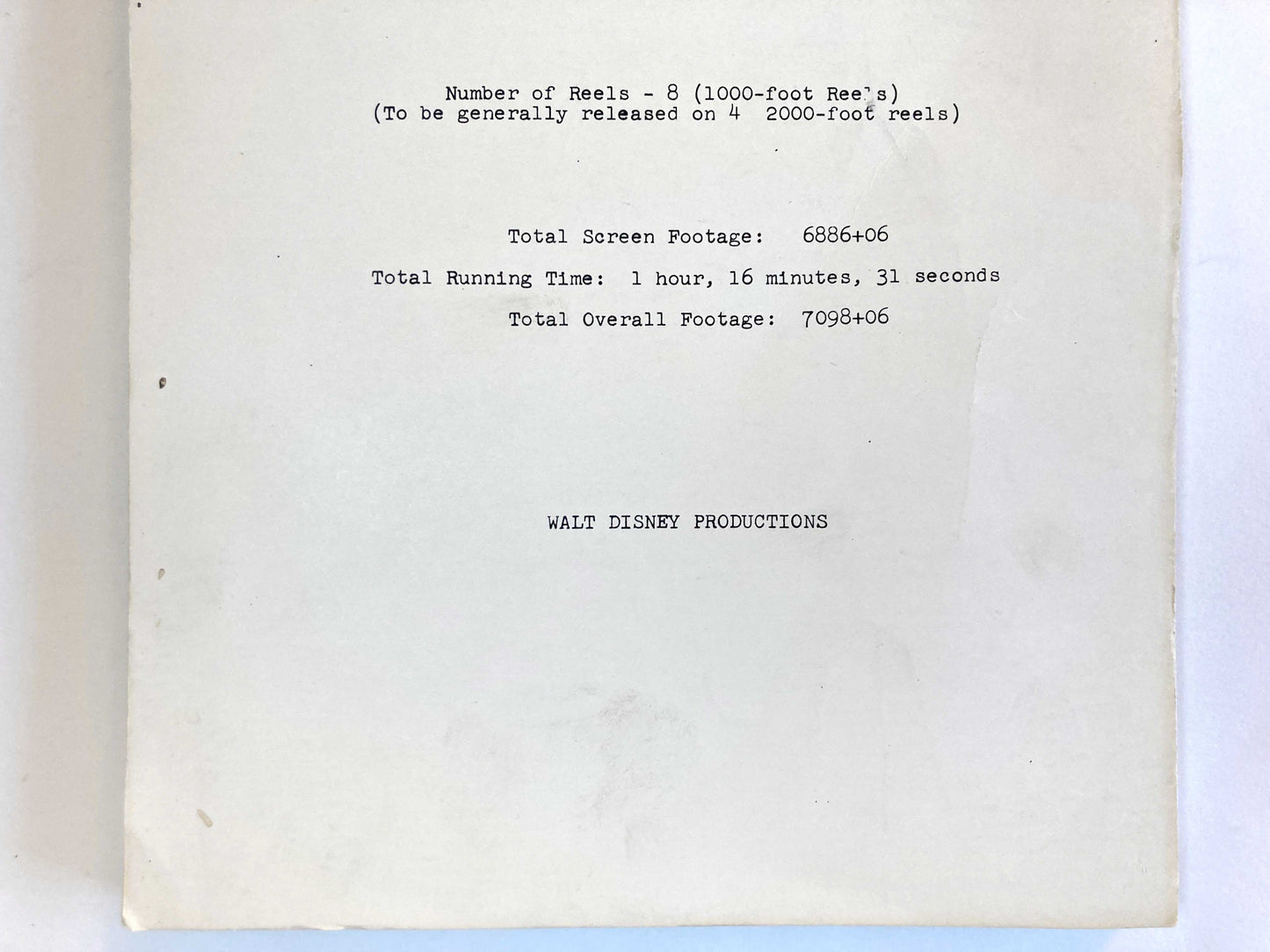 PETER PAN : Original 1953 Script from Walt Disney Productions