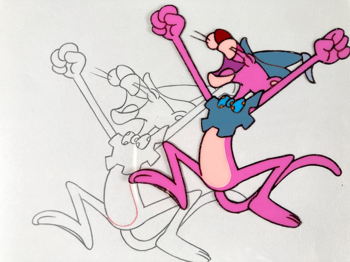 The Pink Panther : Original Production Lot of Animation Cel and Matching Drawing (Tv show 1980s). For sale on FLIP Gallery