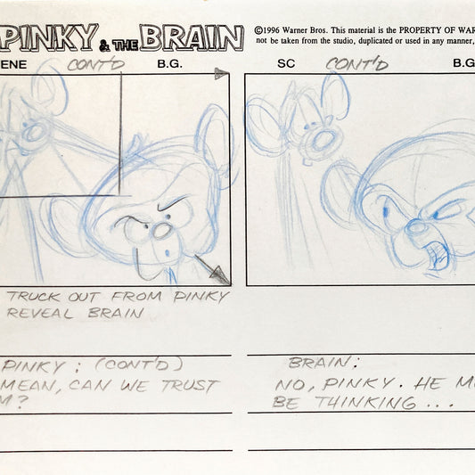 Pinky and The Brain : Original Production Hand-Drawn Studio Storyboard (Warner Bros. 1996). For sale on FLIP Gallery