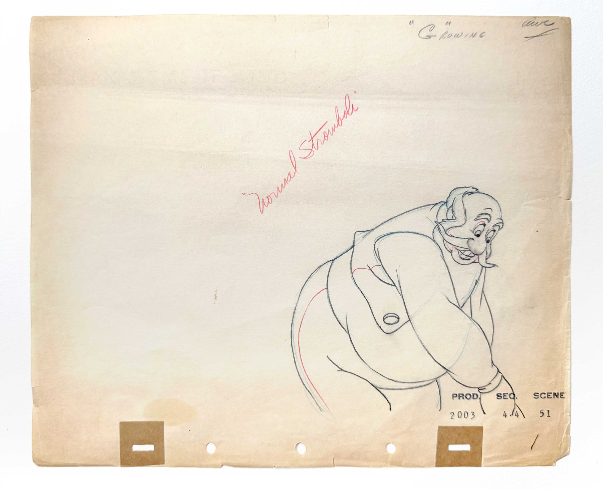 Pinocchio Stromboli Original Animation Production Art Drawing (Walt Disney, 1940). For sale on FLIP Gallery