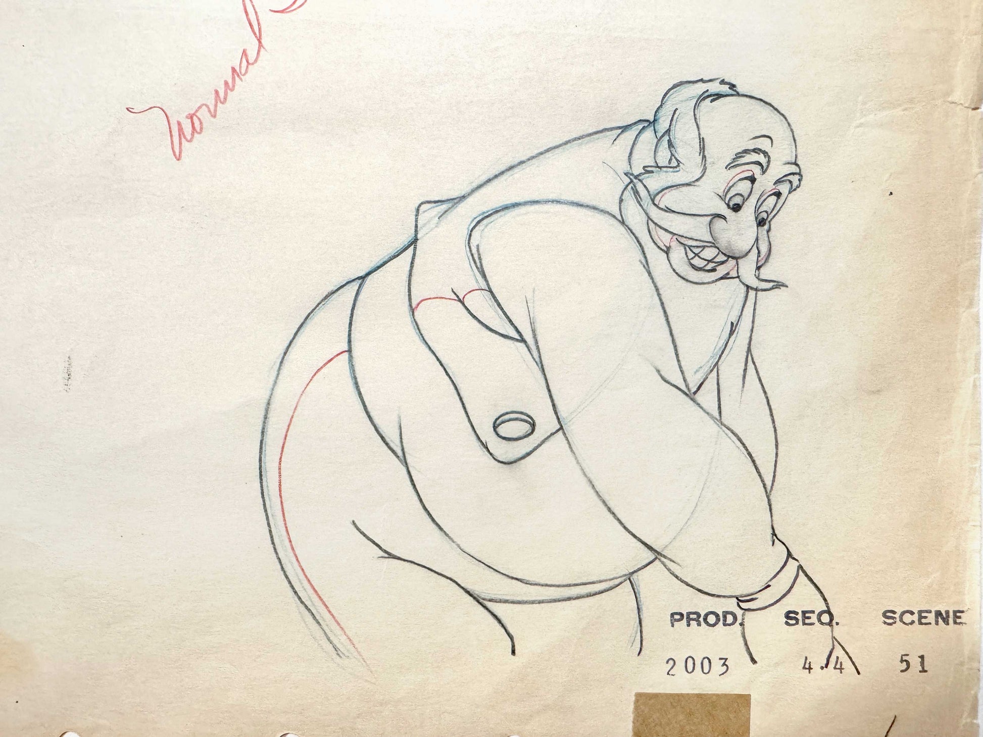 Pinocchio Stromboli Original Animation Production Art Drawing (Walt Disney, 1940). For sale on FLIP Gallery
