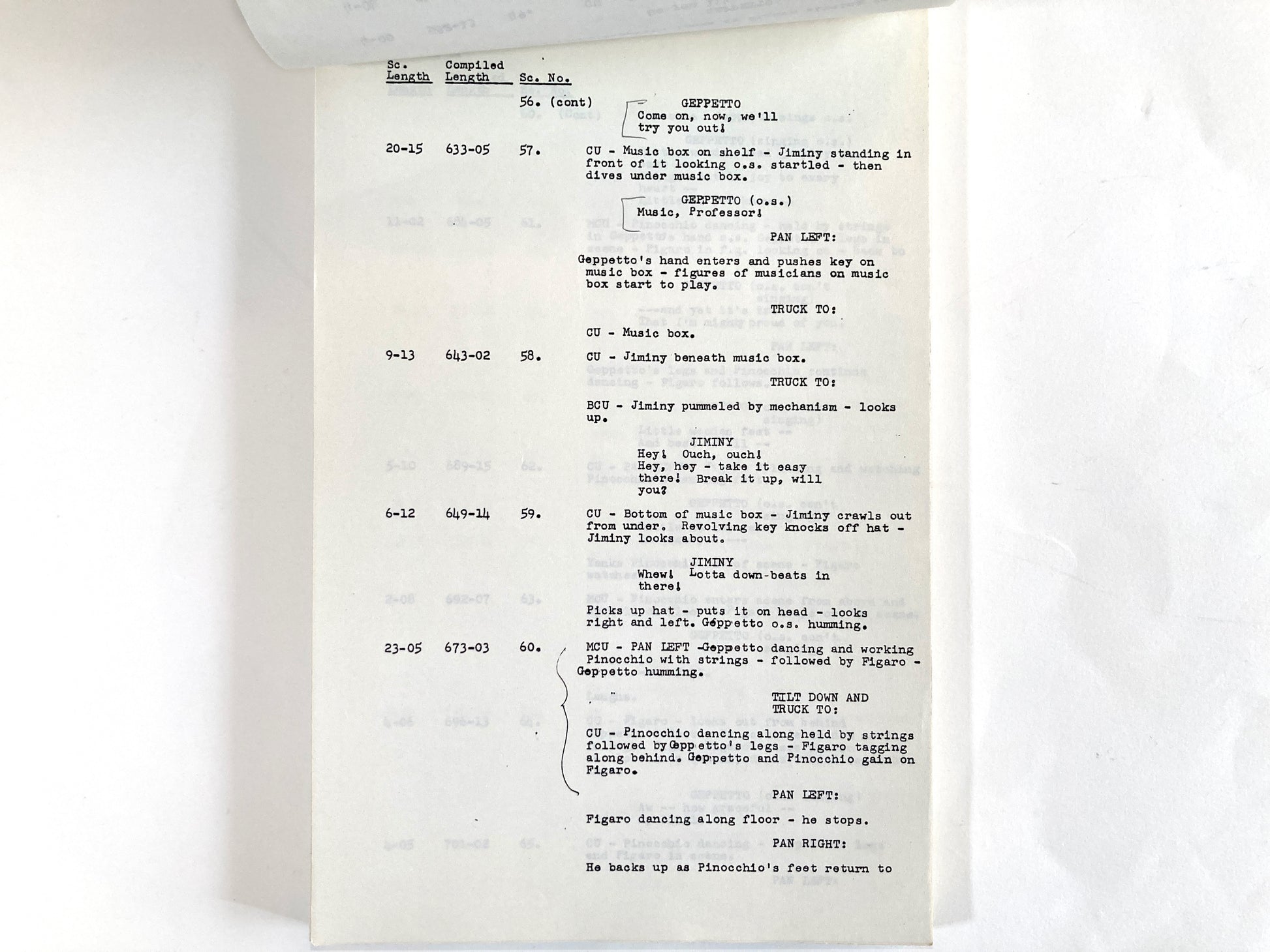 Pinocchio Original 1940 Script from Walt Disney Productions. For sale on FLIP Gallery
