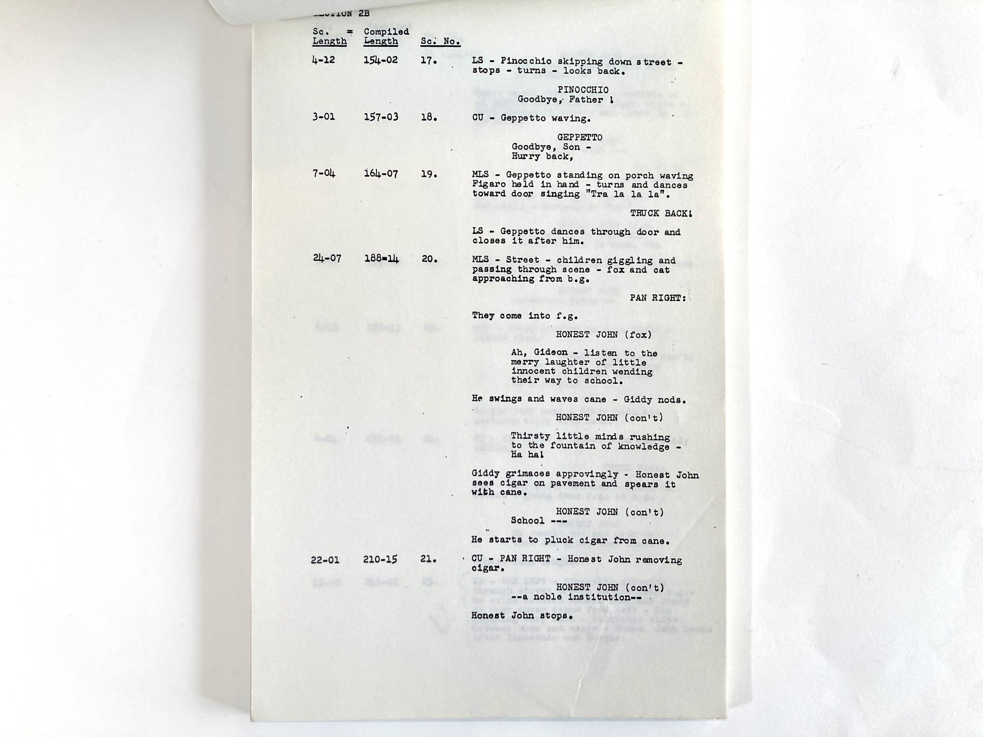Pinocchio Original 1940 Script from Walt Disney Productions. For sale on FLIP Gallery