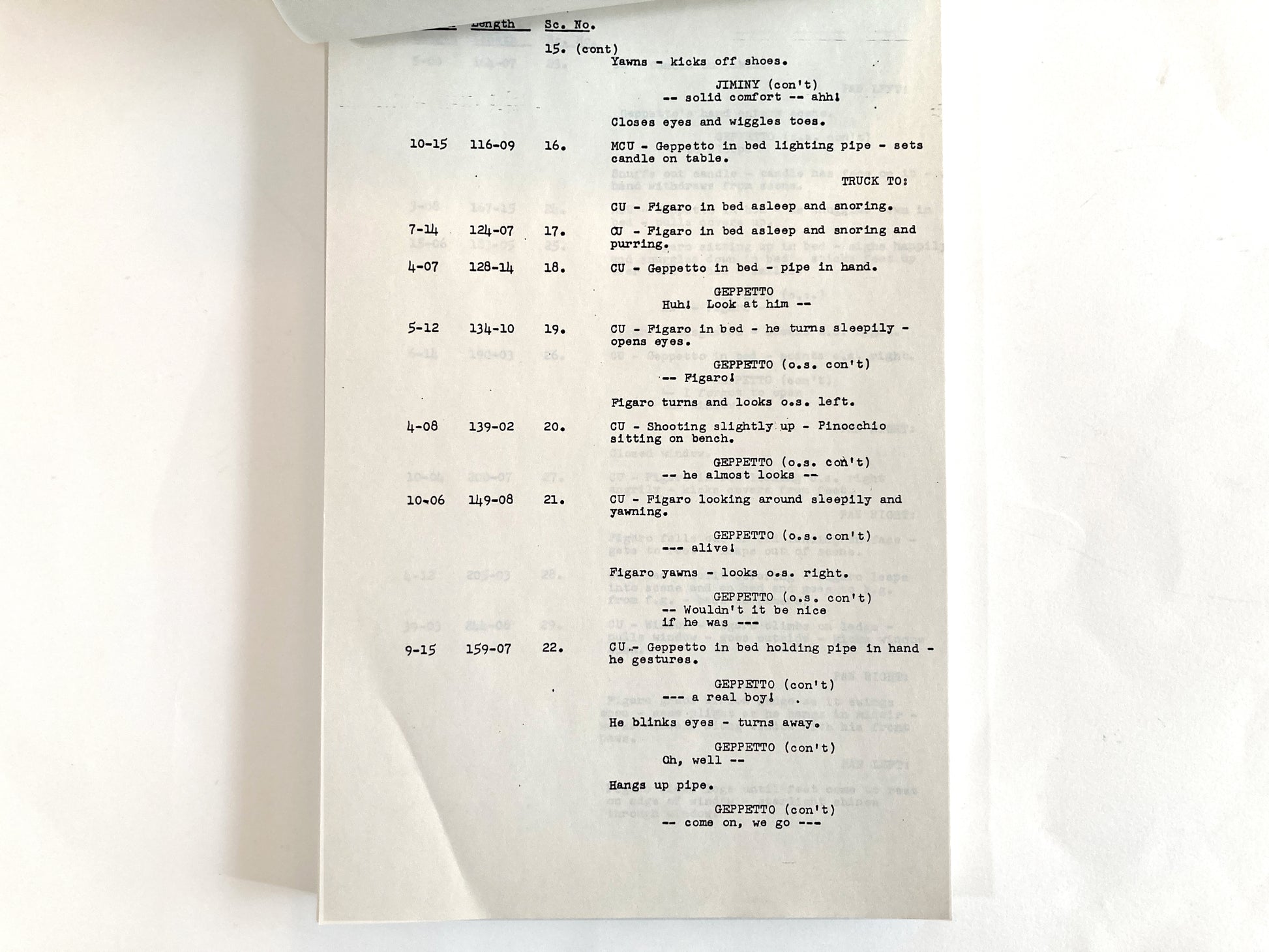 Pinocchio - Original 1940 Script from Walt Disney Productions. A rare and authentic piece of animation history, this original cutting continuity script from Disney’s animated classic Pinocchio is dated January 1940. For sale on FLIP Gallery