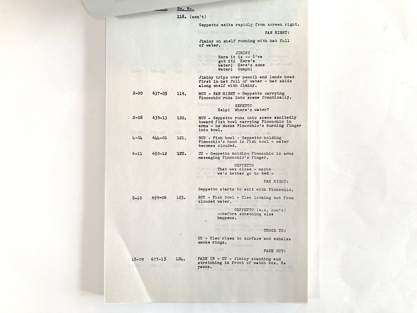 Pinocchio - Original 1940 Script from Walt Disney Productions. A rare and authentic piece of animation history, this original cutting continuity script from Disney’s animated classic Pinocchio is dated January 1940. For sale on FLIP Gallery