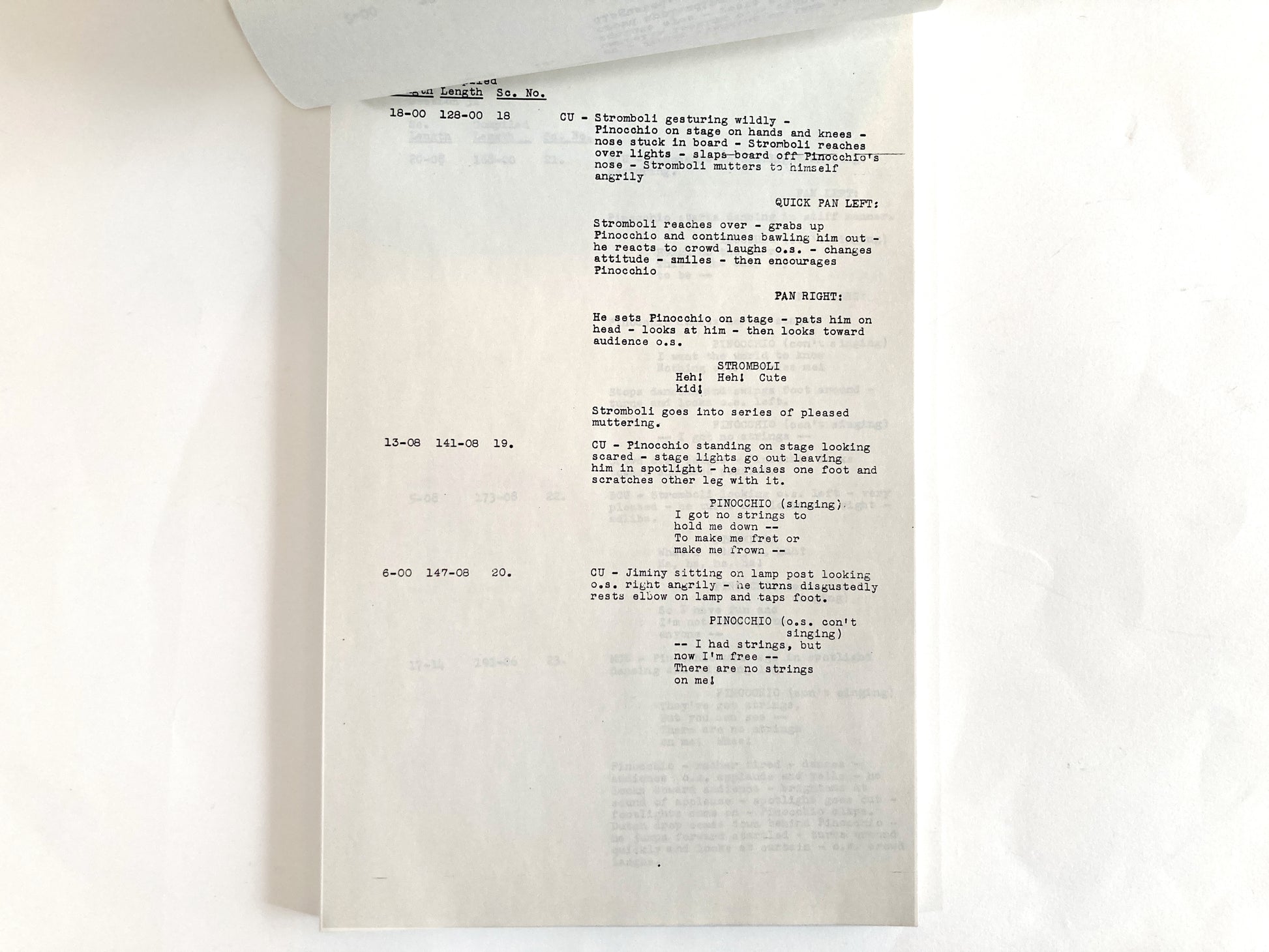 Pinocchio - Original 1940 Script from Walt Disney Productions. A rare and authentic piece of animation history, this original cutting continuity script from Disney’s animated classic Pinocchio is dated January 1940. For sale on FLIP Gallery