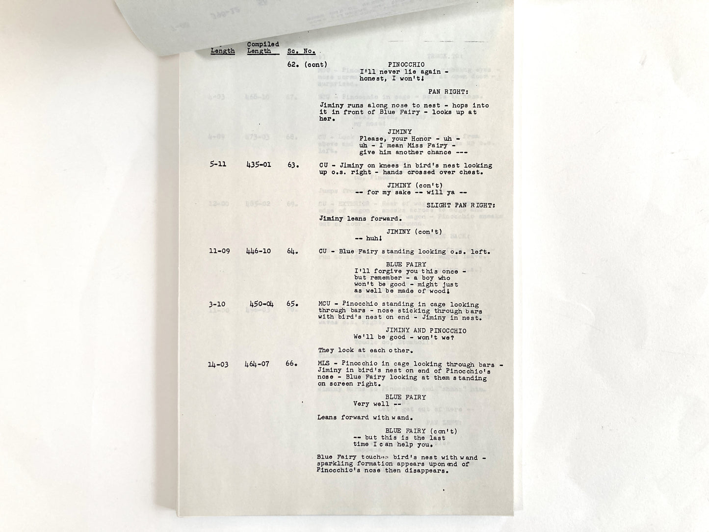 Pinocchio - Original 1940 Script from Walt Disney Productions. A rare and authentic piece of animation history, this original cutting continuity script from Disney’s animated classic Pinocchio is dated January 1940. For sale on FLIP Gallery