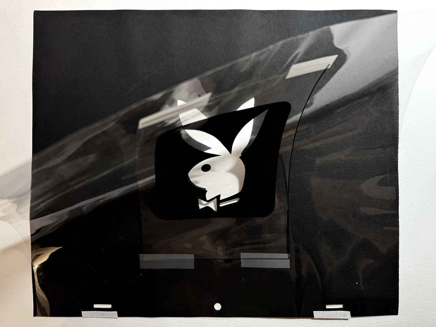 Rare original hand-painted animation cel used in the production of the animated intro for Playboy TV during the 1980s. For sale on FLIP Gallery