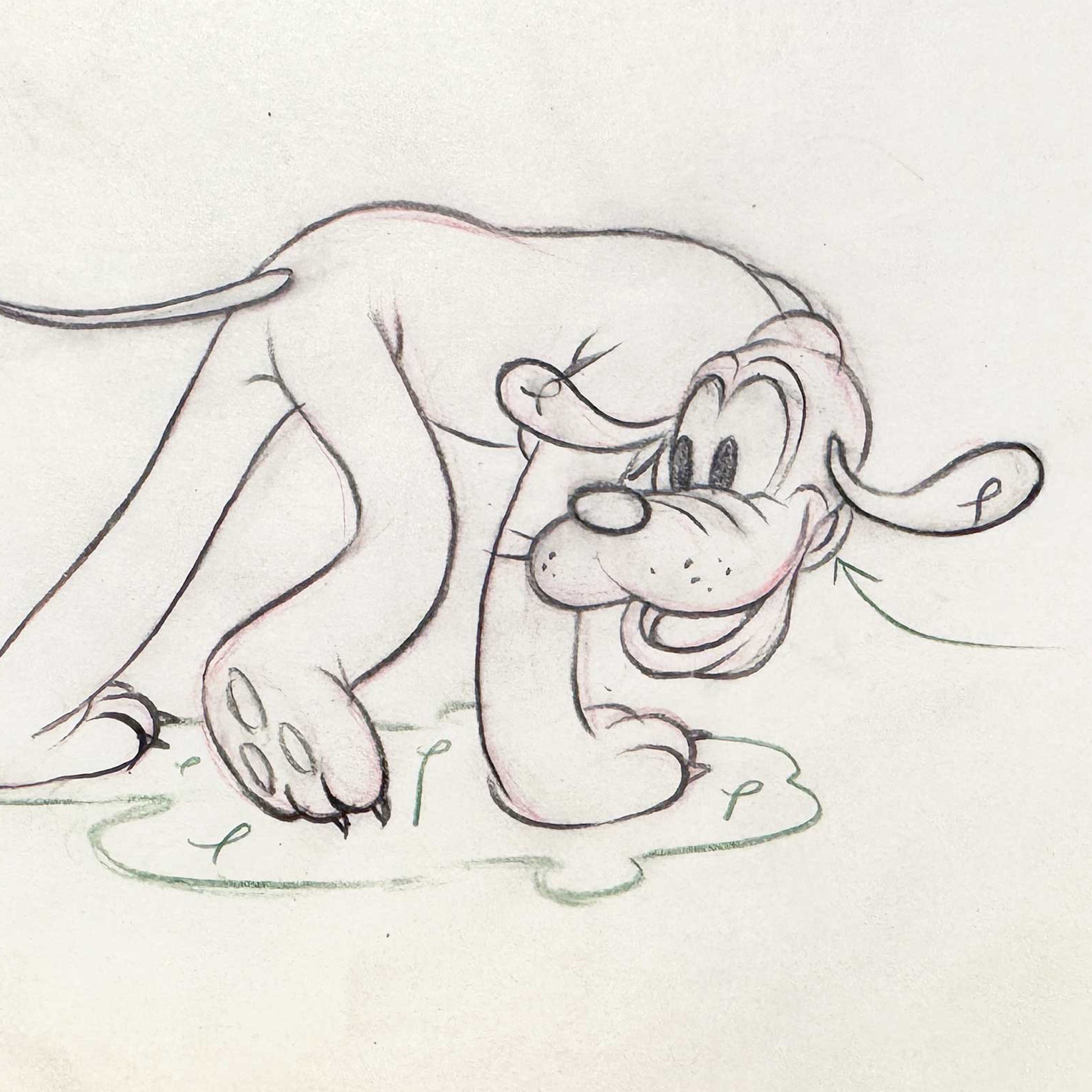 Society Dog Show Pluto Original Animation Production Art Drawing (Walt Disney, 1939). For sale on FLIP Gallery