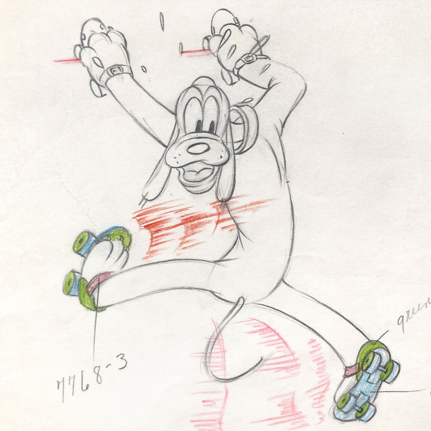 Society Dog Show Pluto Original Animation Production Art Drawing (Walt Disney, 1939). For sale on FLIP Gallery
