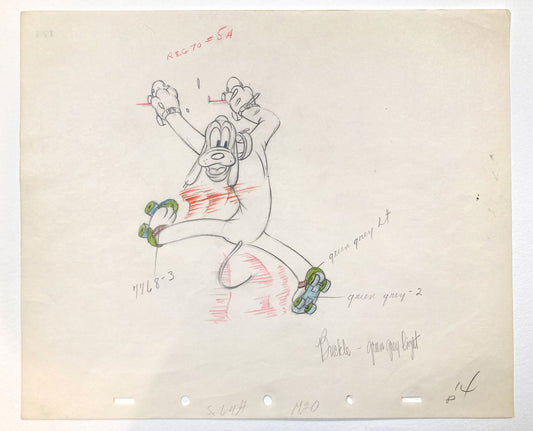 Society Dog Show Pluto Original Animation Production Art Drawing (Walt Disney, 1939). For sale on FLIP Gallery