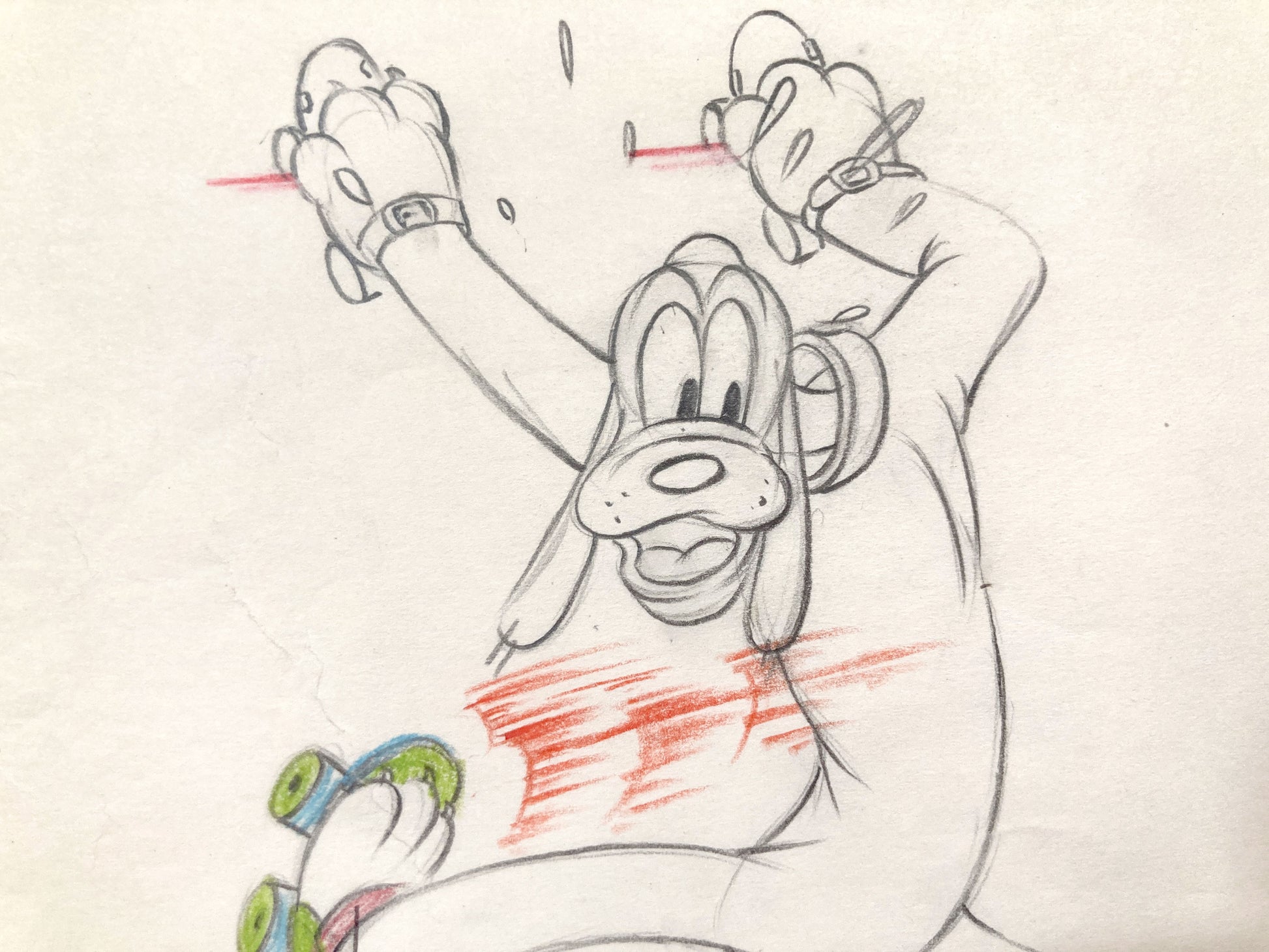 Society Dog Show Pluto Original Animation Production Art Drawing (Walt Disney, 1939). For sale on FLIP Gallery