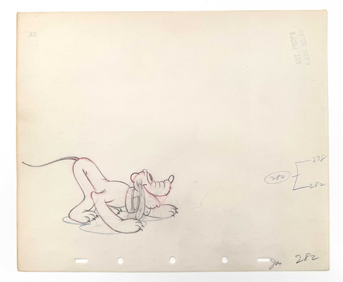 Society Dog Show - Pluto Original Vintage Animation Art Production Drawing (Walt Disney, 1939). For sale on FLIP Gallery