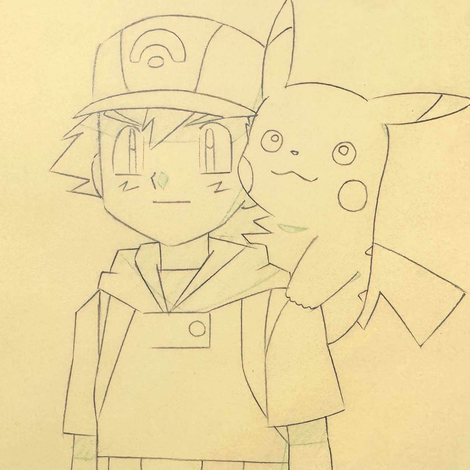 Pokémon Rare Original Animation Layout Correction Drawing featuring Ash Ketchum, Pikachu & Max (Studio OLM, 2003). For sale on FLIP Gallery