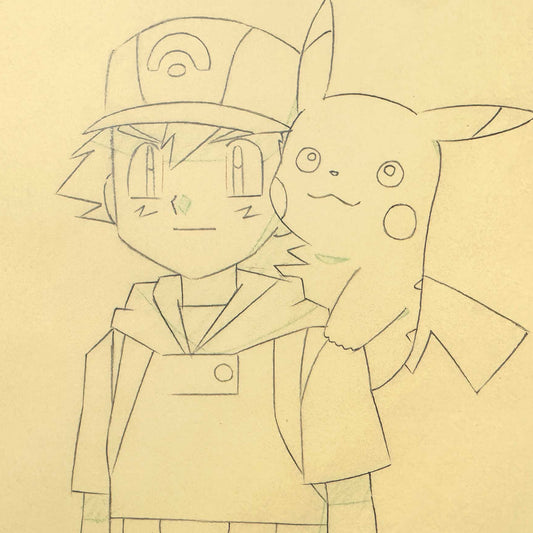 Pokémon Rare Original Animation Layout Correction Drawing featuring Ash Ketchum, Pikachu & Max (Studio OLM, 2003). For sale on FLIP Gallery