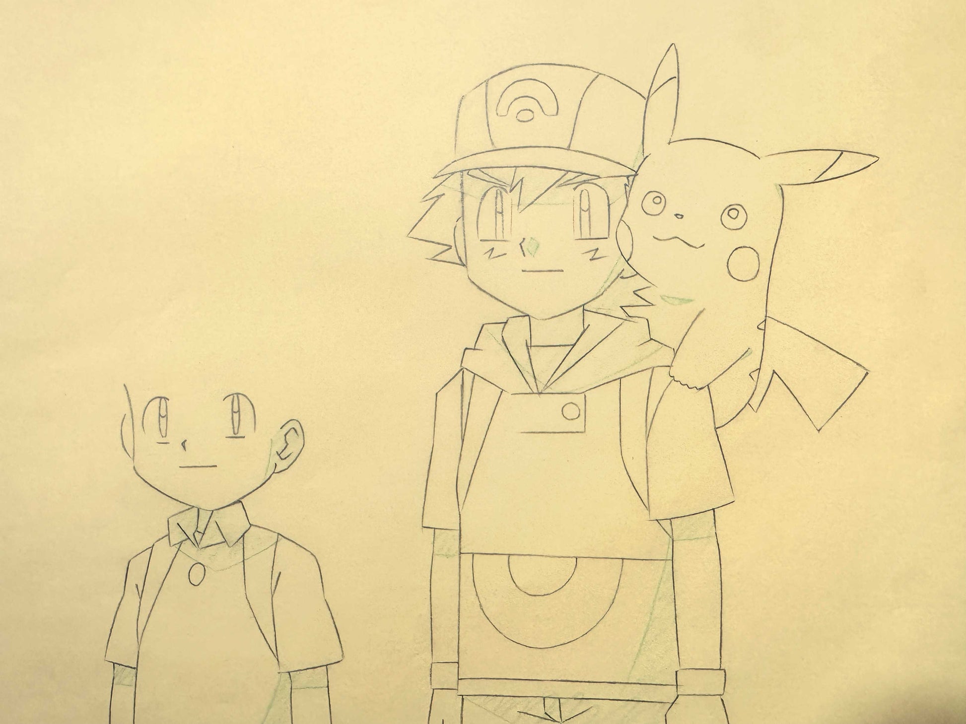 Pokémon Rare Original Animation Layout Correction Drawing featuring Ash Ketchum, Pikachu & Max (Studio OLM, 2003). For sale on FLIP Gallery