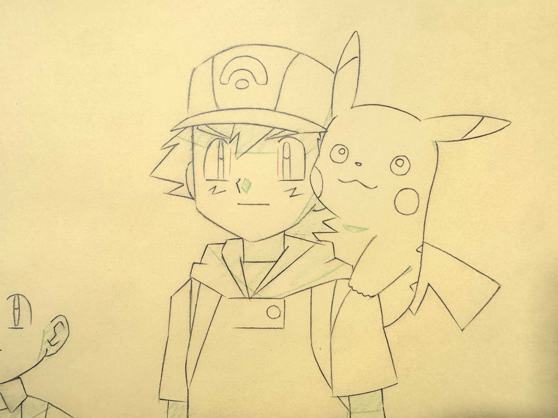 Pokémon Rare Original Animation Layout Correction Drawing featuring Ash Ketchum, Pikachu & Max (Studio OLM, 2003). For sale on FLIP Gallery