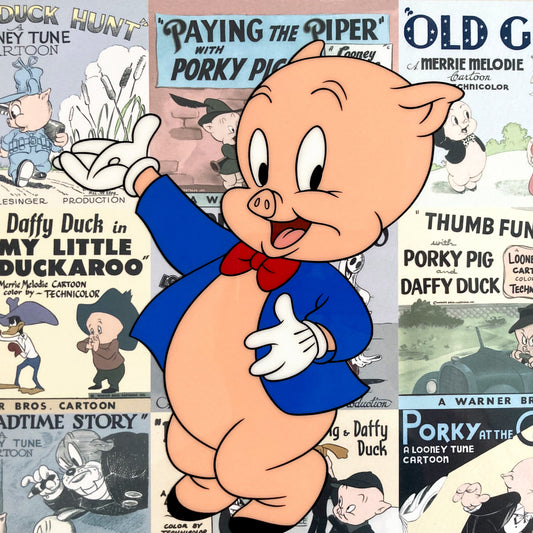 "Porky Pig: Lobby Card" Limited Edition Cel #72/100 (Warner Brothers, 2004). For sale on FLIP Gallery