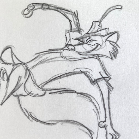 Robin Hood : Original Production Used Rough Animation Drawing (Walt Disney, 1973). For sale on FLIP Gallery