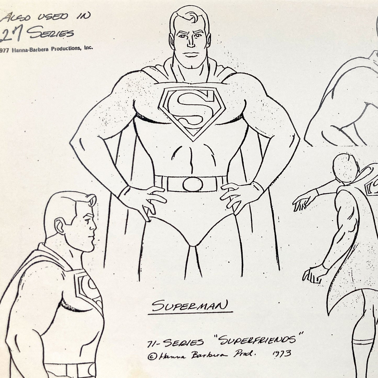 SUPERMAN : Vintage 1973 Hanna-Barbera Model Sheet "SuperFriends" Production. For sale on FLIP Gallery