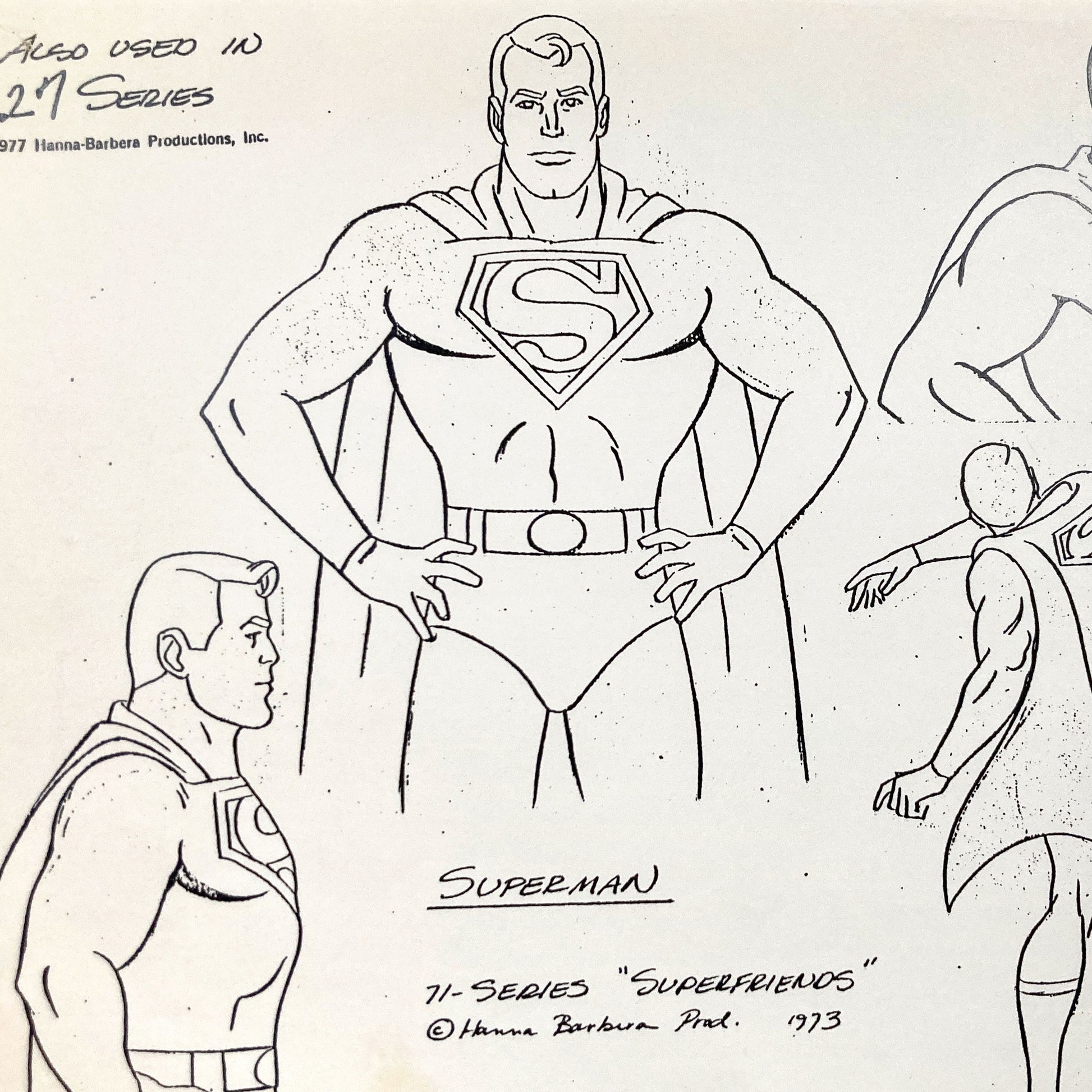 SUPERMAN : Vintage 1973 Hanna-Barbera Model Sheet "SuperFriends" Production. For sale on FLIP Gallery