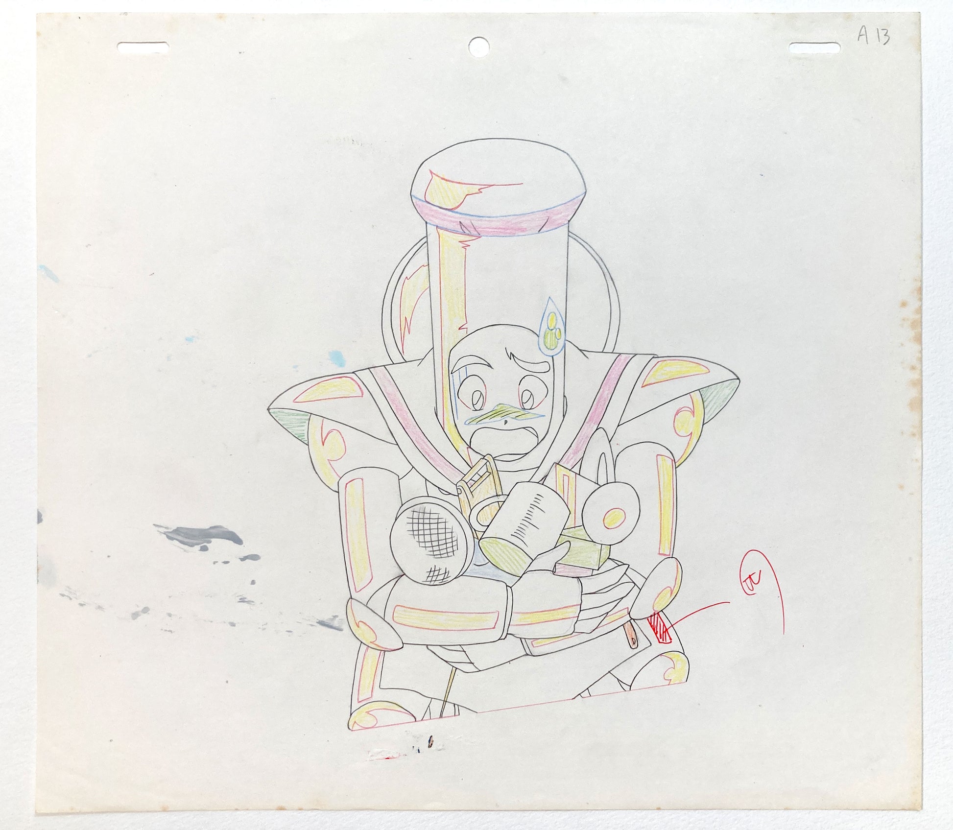 Sailor Moon Original Animation Cel and Matching Drawing of Sailor Chef (1991). For sale on FLIP Gallery