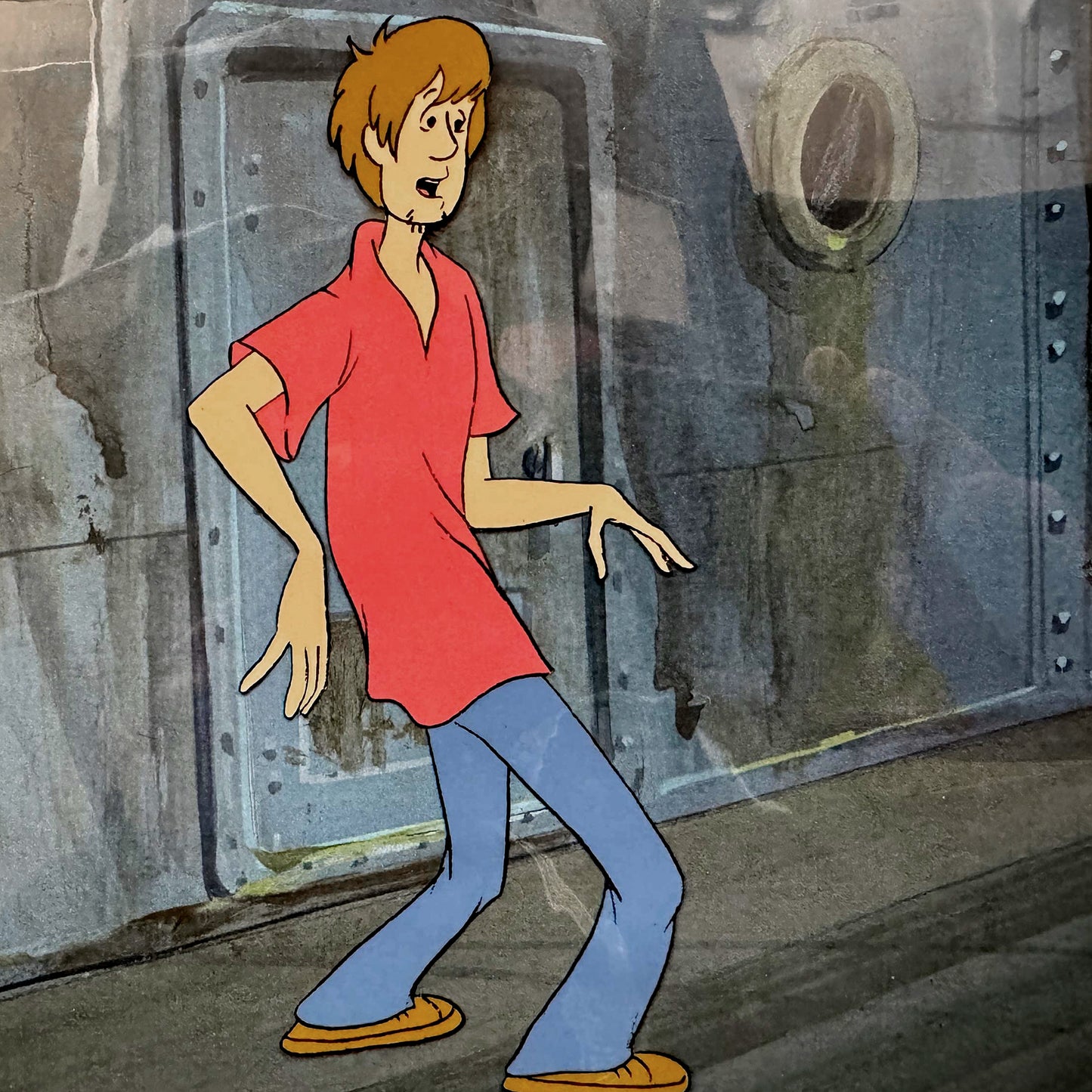 The 13 Ghosts of Scooby-Doo : Shaggy Animation Production Cel (Hanna-Barbera, c. 1985). For sale on FLIP Gallery