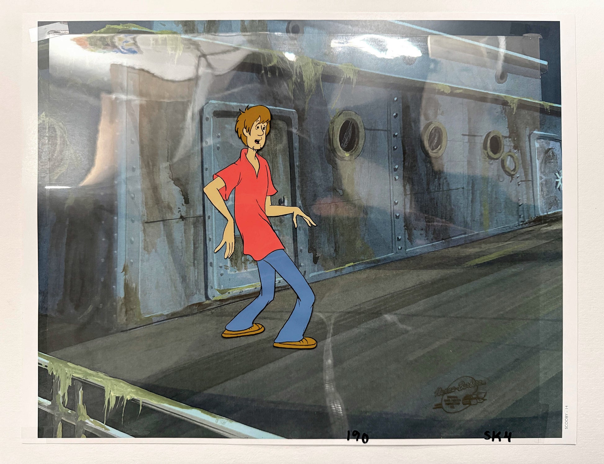 The 13 Ghosts of Scooby-Doo : Shaggy Animation Production Cel (Hanna-Barbera, c. 1985). For sale on FLIP Gallery