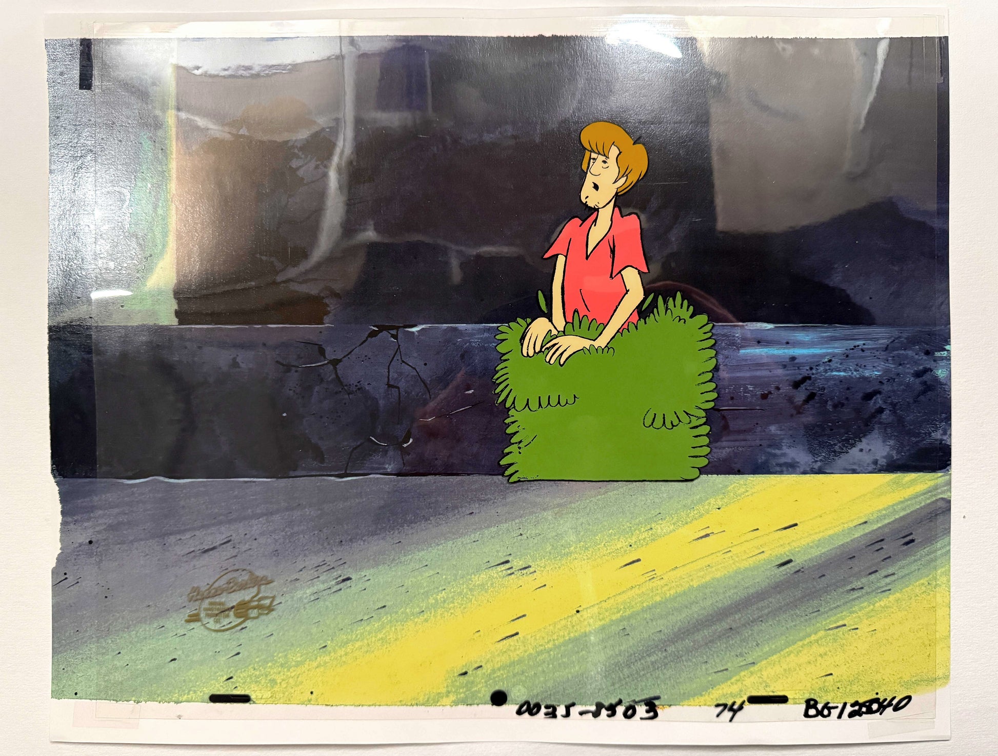 The 13 Ghosts of Scooby-Doo Shaggy Rogers Original Animation Production Cel (Hanna-Barbera, 1985). For sale on FLIP Gallery